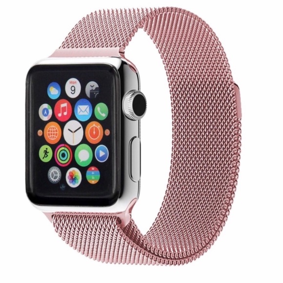 NEW ROSE Gold Pink Stainless Steel Milanese Loop Band Apple Watch 42/44/45/49mm - Picture 1 of 7